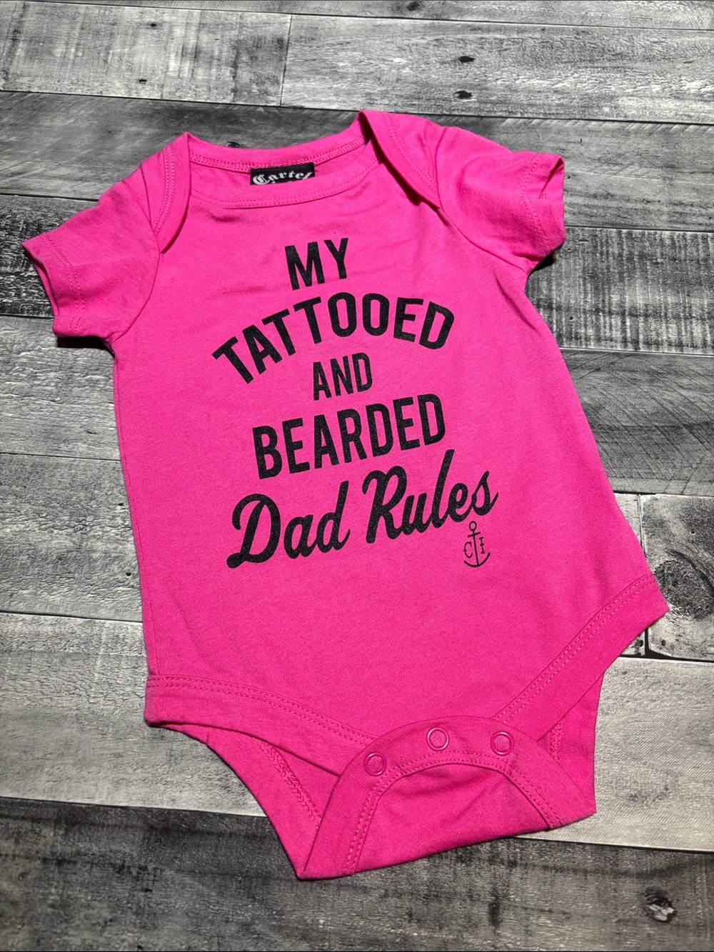 Cartel Ink Hot Pink 'Tattooed Dad Rules' Graphic Baby One-Piece